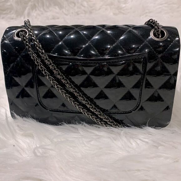 JELLY quilted look bag gunmetal chain strap crossbody/shoulder twist lock NWOT - Picture 3 of 16